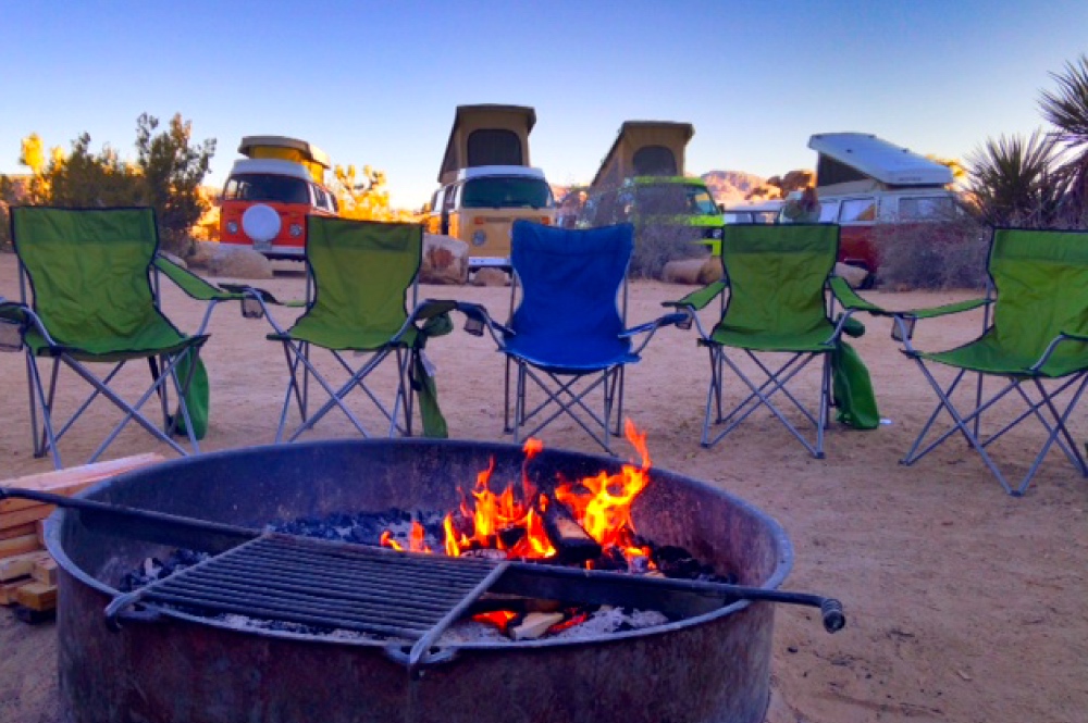 VW Tour Camping Fire